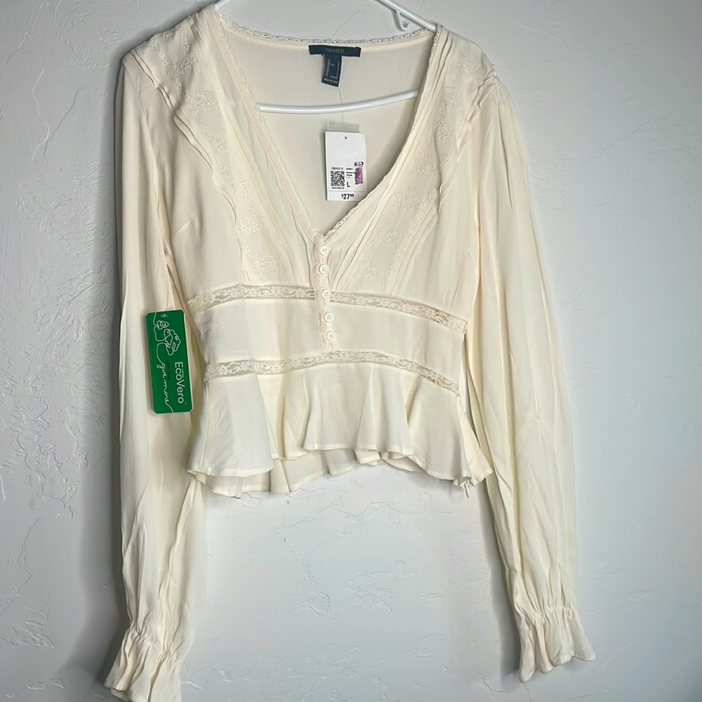 Off white, Forever 21, Long sleeve blouse, Large